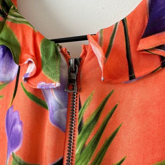 NWT Alice + Olivia Sachi Floral Palm Coral Romper Size 0 - Picture 9 of 14